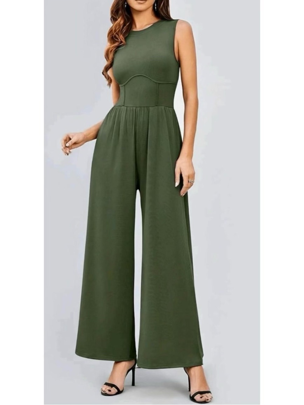 Cider Green Sleeveless Jumpsuit